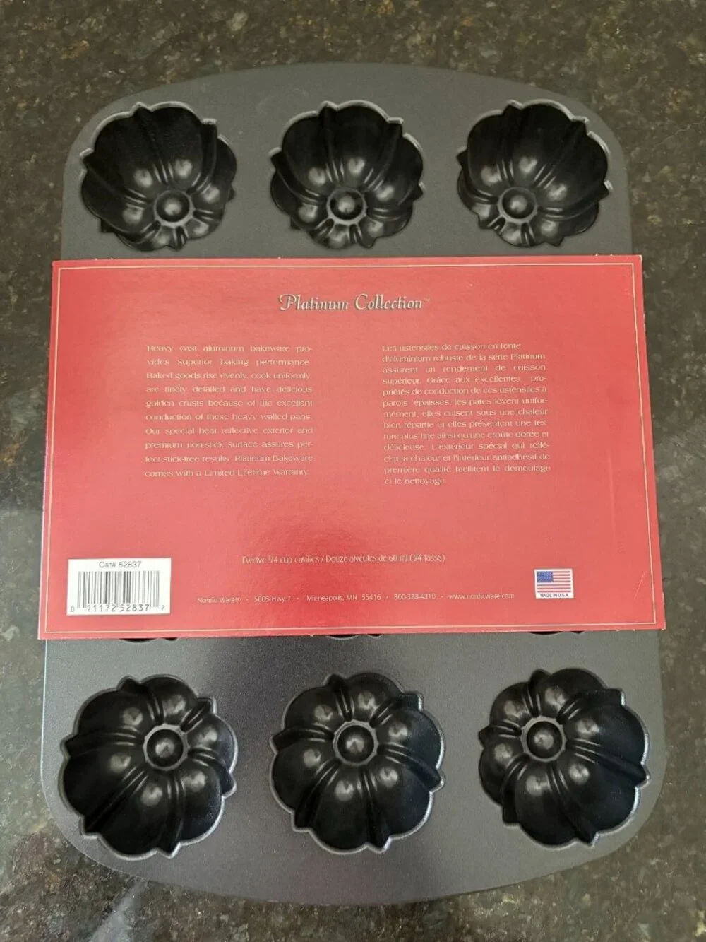 Nordic Ware Bundt Fluted, Cast Aluminum, Nonstick Coating Brownie and Cupcake Pl